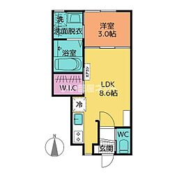 インテグラル秋吉新町 1階1LDKの間取り
