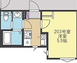 コモリベルタ 2階1Kの間取り