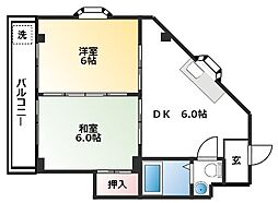 コルトハウス 4階2DKの間取り