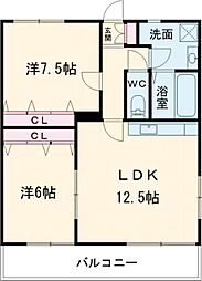 グランベージュ 1階2LDKの間取り