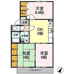 ファミール宗本　C棟 2階3DKの間取り