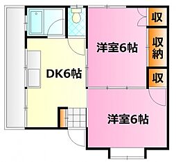 光田ビル 2階2DKの間取り
