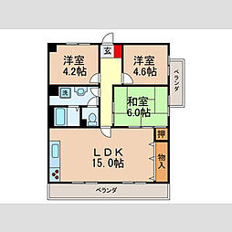 サンヒルズスギモトII 2階3LDKの間取り