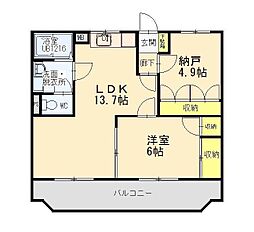 サンハイム藤 2階2LDKの間取り