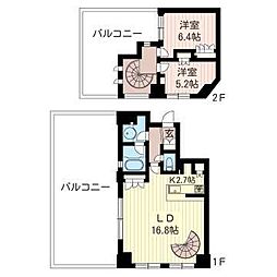 エスティメゾン北新宿 9階2LDKの間取り