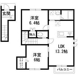 クレールメゾン 2階2LDKの間取り