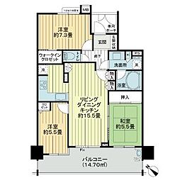 ライオンズ稲毛マスターマークス 14階3LDKの間取り