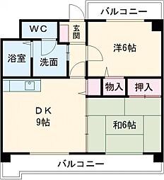ファーストトゥイッグ女池 2DKの間取図画像