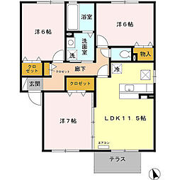 Ｅｌｙｓｉｏｎ北白山台　Ａ 1階3LDKの間取り
