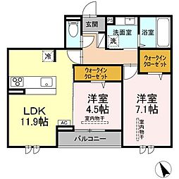 メゾン・ロワール 302 3階2LDKの間取り