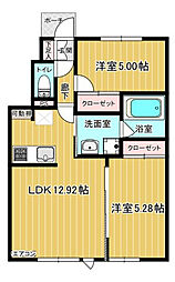 FareEstI（ファーレ　エストワン） 2階2LDKの間取り