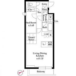ラヴィエール千駄ヶ谷プレミアムレジデンス 4階1LDKの間取り