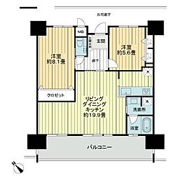プレサンスロジェ国際通りレーヴタワー 4階2LDKの間取り