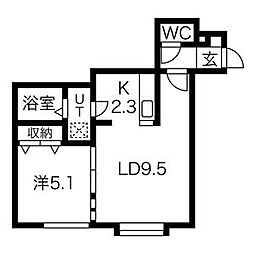 ノラヴェール 3階1LDKの間取り