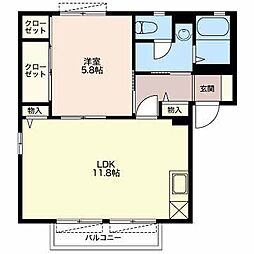 ハイネス21 Ｂ 2階1LDKの間取り