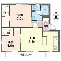 フレグランス花みずき Ｃ 2階2LDKの間取り