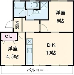 シルエ柏原 301 3階2DKの間取り