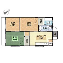 サンヒル城見 1階3DKの間取り