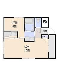 上毛電気鉄道 中央前橋駅 徒歩10分の賃貸マンション 4階1LDKの間取り