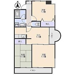 JR両毛線 新前橋駅 徒歩27分の賃貸マンション 3階3DKの間取り