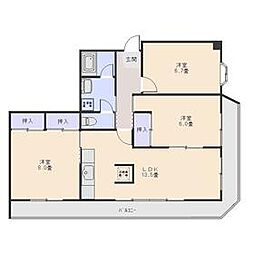 JR両毛線 前橋駅 徒歩16分の賃貸マンション 8階3LDKの間取り