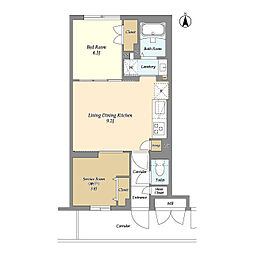 ラクラス中野南台 111 1階1SDKの間取り