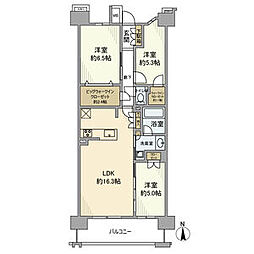 クレストプライムレジデンスパーク五番街 4階3LDKの間取り
