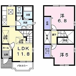 エクセレントタイムIII 1階2LDKの間取り
