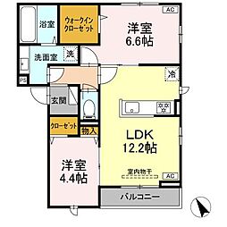 D-ROOM上石田 302 3階2LDKの間取り