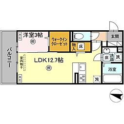ソラーナI 1階1LDKの間取り