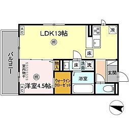 ソラーナI 1階1LDKの間取り
