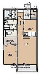 クレール大和 2階1LDKの間取り