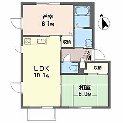 パルティールＡ 2階2LDKの間取り
