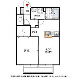 プランドール神楽 2階1LDKの間取り