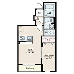 プランドール長町 1階1LDKの間取り