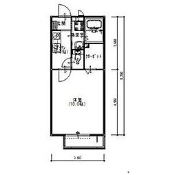 エスティアール16 2階1Kの間取り