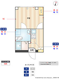 リバース笹塚 1階1Kの間取り