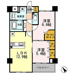 ブランドール東百舌鳥 1階2LDKの間取り