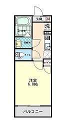 インディゴノワール川越 2階1Kの間取り
