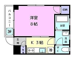グランドマザー 3階1Kの間取り