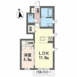 シャーメゾンｆａｍ 1階1LDKの間取り