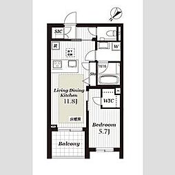 グランフォルトゥーナ羽根木ヒルサイド 1階1LDKの間取り