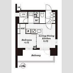 オープンレジデンシア金山ザ・プレイス 12階1LDKの間取り