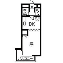 東照宮レジデンス 4階1DKの間取り