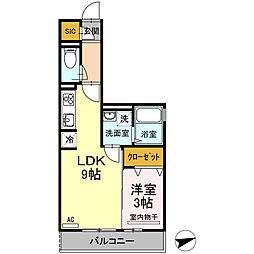 仙台市営南北線 富沢駅 徒歩15分の賃貸アパート 3階1LDKの間取り