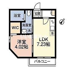 フェリーチェV 2階1LDKの間取り
