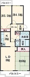 京阪本線 樟葉駅 徒歩11分の賃貸マンション 1階3LDKの間取り