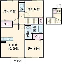ハッピーライトＮ 2階3LDKの間取り