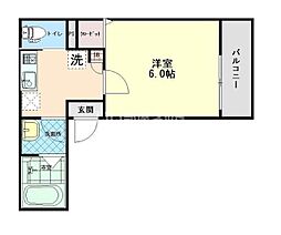 インディゴノワール川越 3階1Kの間取り