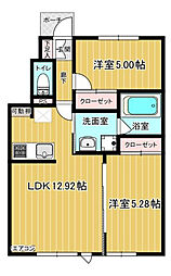 FareEstII（ファーレ　エストツー） 1階2LDKの間取り